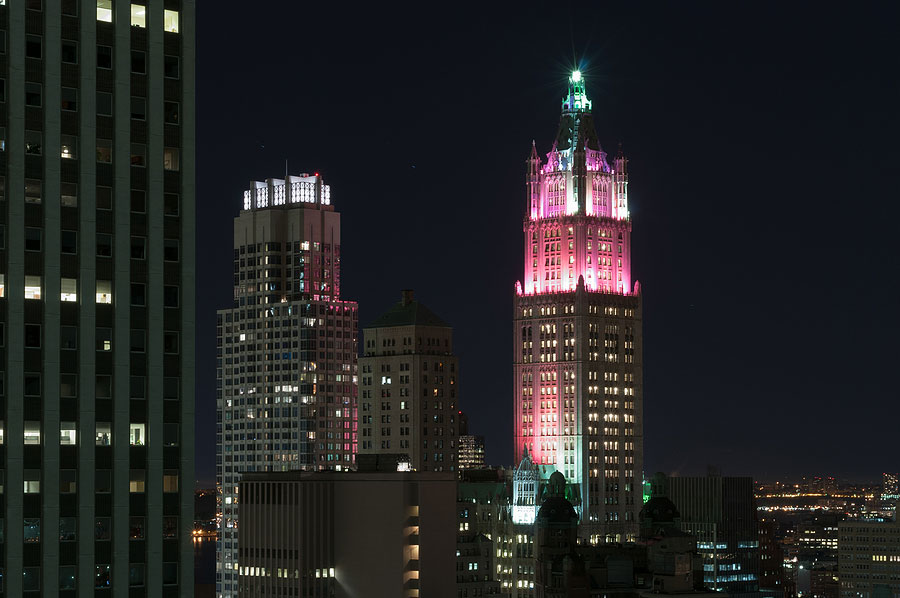 Nyc Downtown Skyline Woolworth building lit up